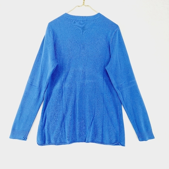 West & Vine Blue Knit V Neck Long Sleeve Lightweight Casual Sweater P4466 - Picture 4 of 8
